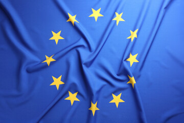 Flag of European Union as background, top view