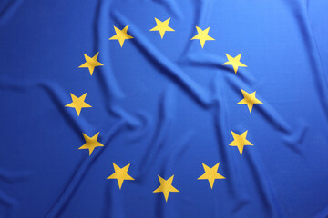 Flag of European Union as background, top view