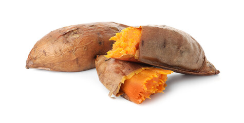 Tasty cooked sweet potato isolated on white