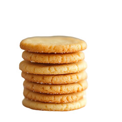 Homemade round butter cookies isolated on transparent background.
