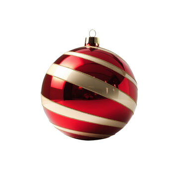 Ilustra&ccedil;&atilde;o, bola de natal, realista, branco e vermelho.