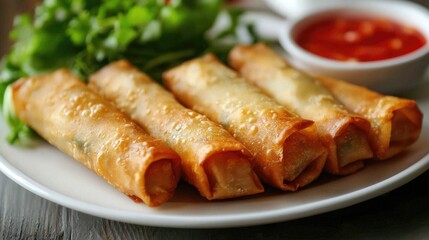 Shoot A Plate Of Fried Spring Rolls Indoors