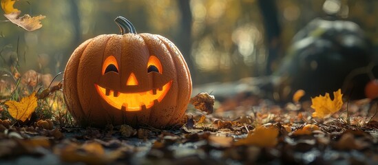 A Smiling Pumpkin Sits Ready To Greet Halloween Guests