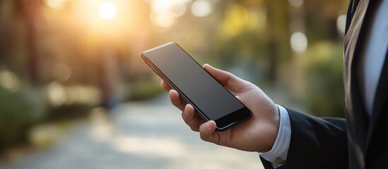 Businessman Hand Holding Smart Phone With Path