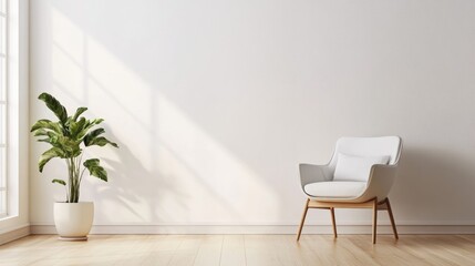 Stylish minimalist home interiors featuring a contemporary design and elegant decor Image showcases home decoration with ample copyspace