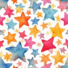Obraz premium Stars watercolor seamless pattern illustration for kids