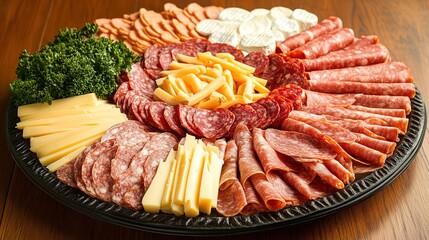 platter of sliced meats cheeses party traditional food photography