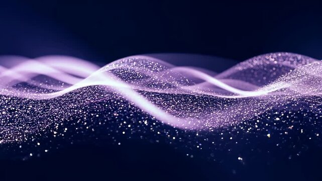 Animated abstract data waves. Virtual cyberspace. Slide to the right.