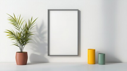 Poster frame mockup with colorful design