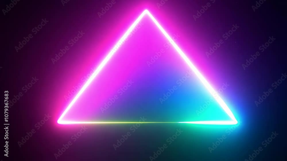 Canvas Prints abstract neon triangle made of glowing lines on the black background. animated screensaver.