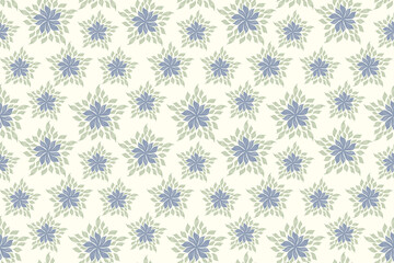 Ethnic floral pattern wallpaper seamless vintage blue flower leaf watercolour style embroidery texture motifs vector illustration design hand drawn background border.