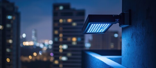 LED light fixture mounted on a rooftop for enhanced nighttime visibility