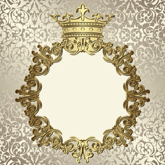 golden frame with crown, vector illustration