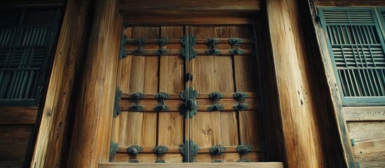 Intricately designed wooden door of a traditional Korean palace room showcasing cultural heritage and architectural beauty