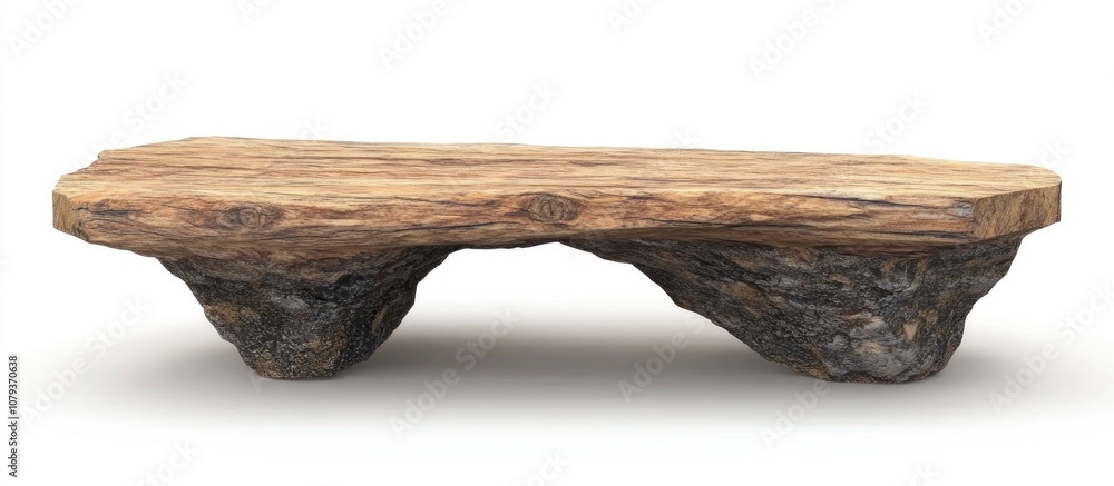 Wall mural isolated empty log table corner against a white background perfect for showcasing products or design