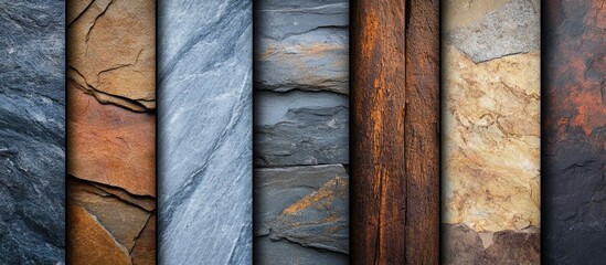 Interior design material samples featuring fabric wallpaper artificial stone and wood textures for creative inspiration
