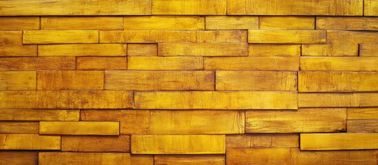 Fototapeta premium Golden yellow wooden panel with a textured finish ideal for interior design backgrounds and creative projects