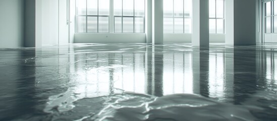 Floor leveling process using self leveling compound to create a smooth even surface for renovations