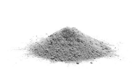 Dry cement, mortar powder pile isolated on white background, side view
