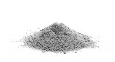 Dry cement, mortar powder pile isolated on white background, side view
