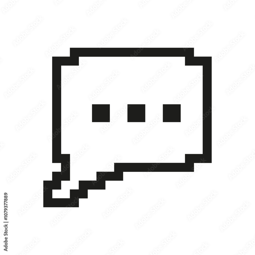 Aufkleber retro pixelated speech bubble icon with three dots. speech bubble pixel art icon. symbol of dialogue