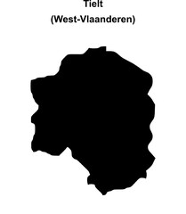 Tielt arrondissement blank outline map