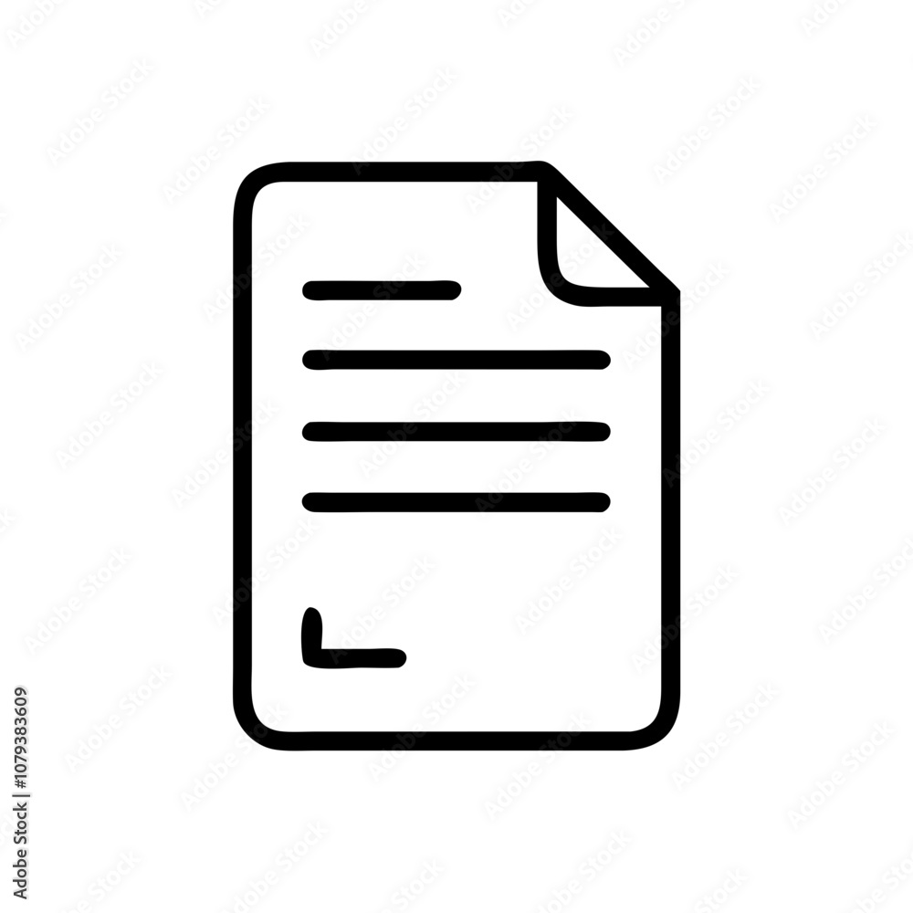 Poster a simple vector icon depicting a document being searched, representing the inquiry of information or