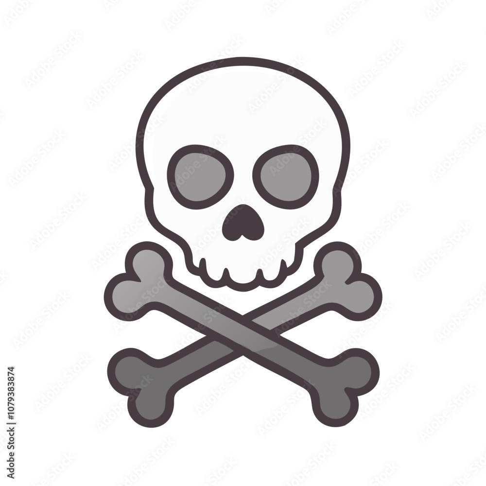 Poster vector icon depicting a skull and crossbones symbol often associated with danger and caution, suitab