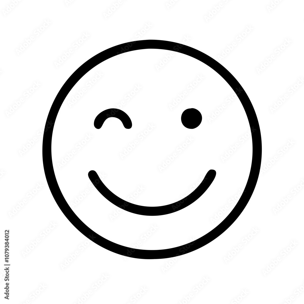 Poster a cheerful vector icon featuring a smiley face design with a wink, ideal for expressing positive emo