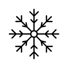 Vector icon depicting a detailed snowflake design featuring symmetrical crystalline branches, ideal for winter-themed projects or holiday decorations