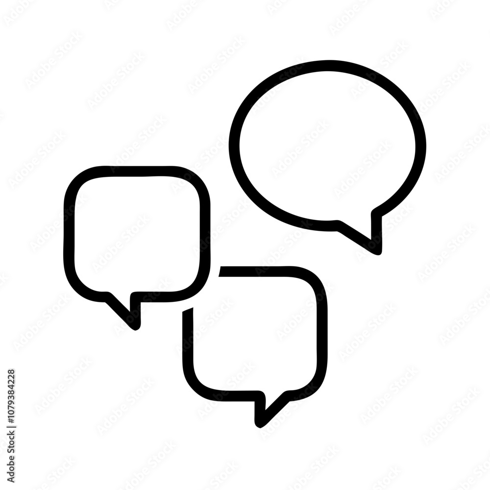 Poster a collection of three speech bubbles representing communication and conversation in a minimalist vec