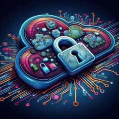 Cloud Security Concept: Businessman uses tablet on Secure Global Networking, Data Encryption, Firewall Protection