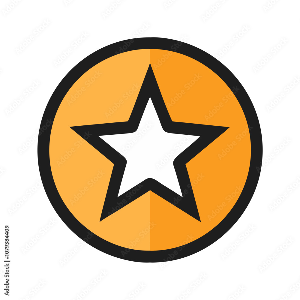 Poster orange vector icon featuring a star in a circular design, suitable for use in design projects, websi