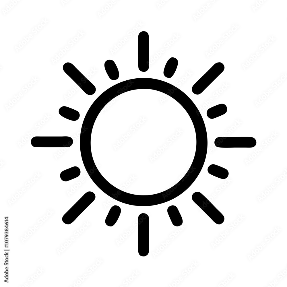 Poster vector icon representing a sun symbol with rays, ideal for use in designs related to weather, daytim