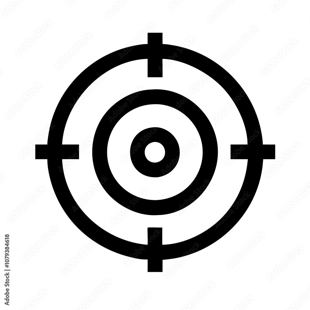 Poster vector icon depicting a target symbol with concentric circles and crosshairs, commonly used in arche