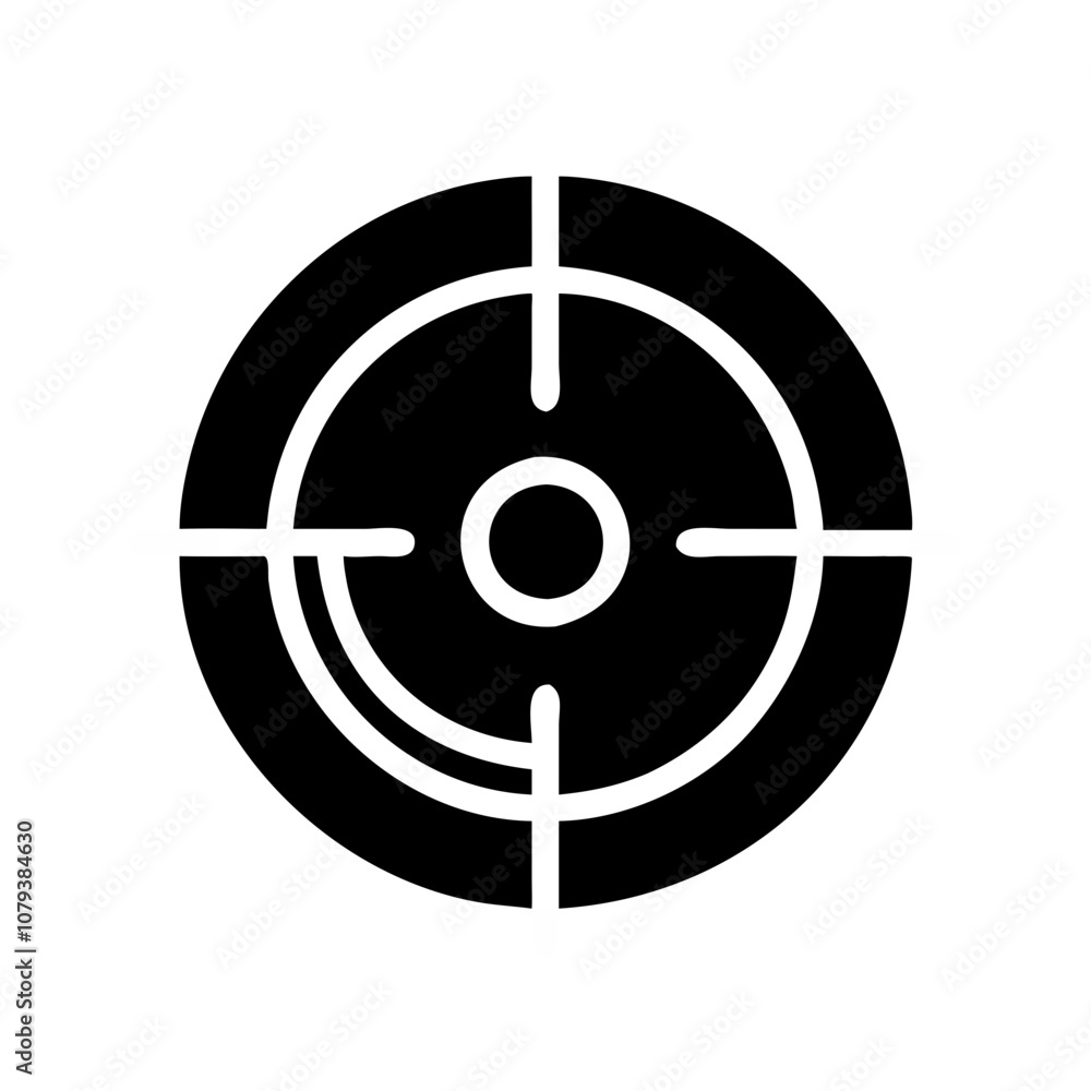 Poster a black vector icon of a target with concentric circles and crosshairs, representing precision, focu