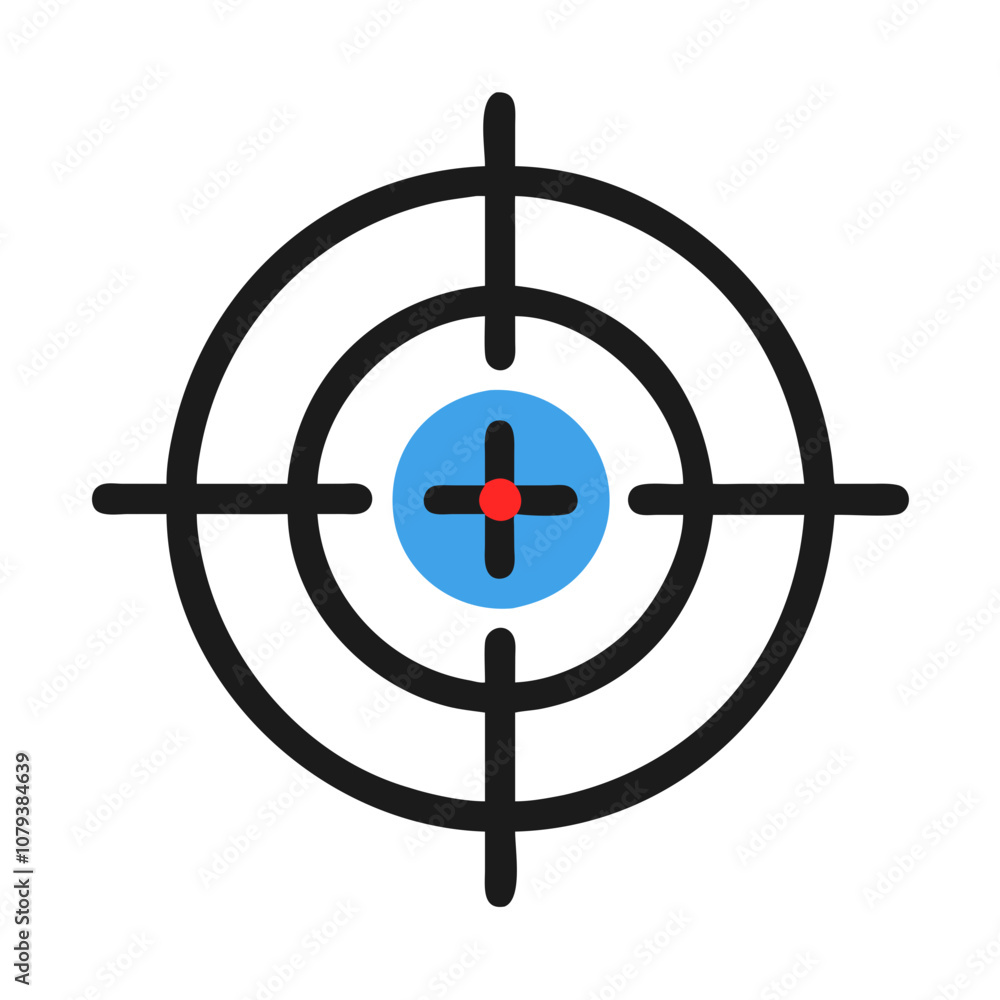Poster a vector icon representing a target with concentric circles and a central point, commonly used in ar