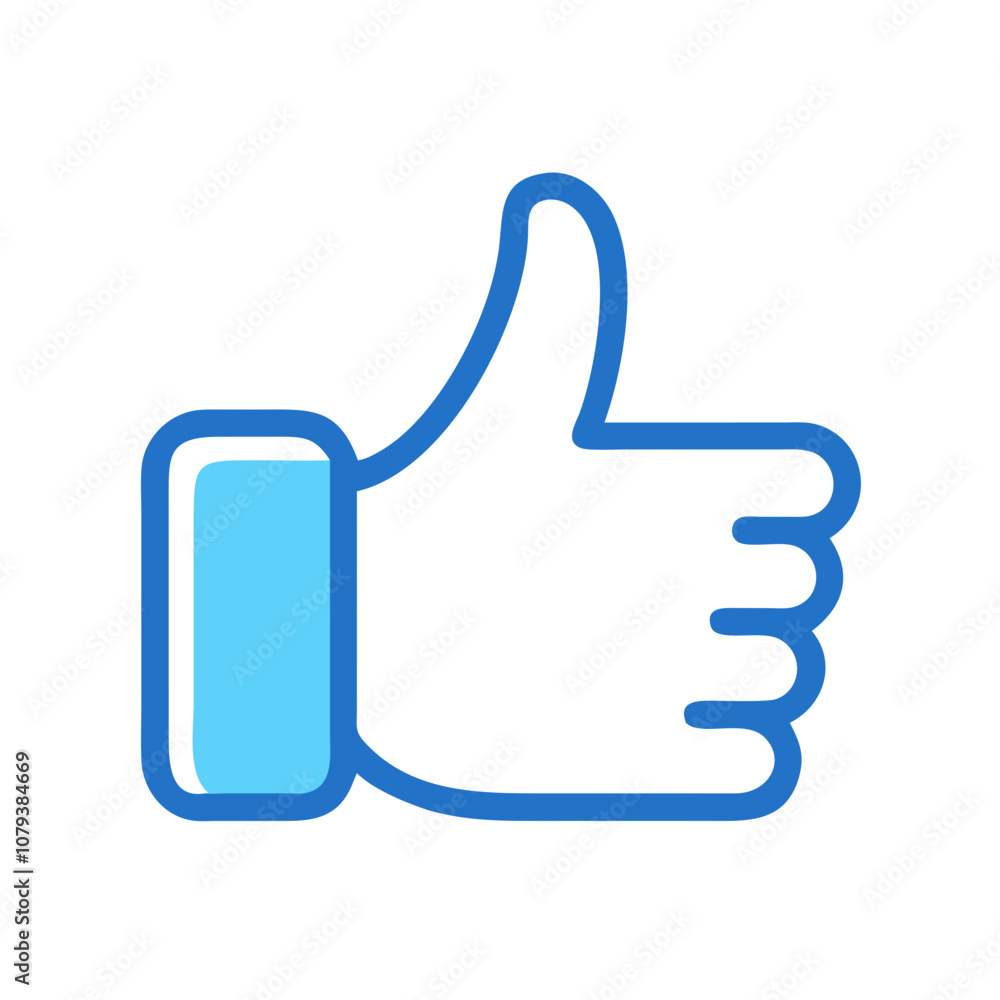 Poster a vibrant and simple thumbs up vector icon designed in a clean style, suitable for expressing approv