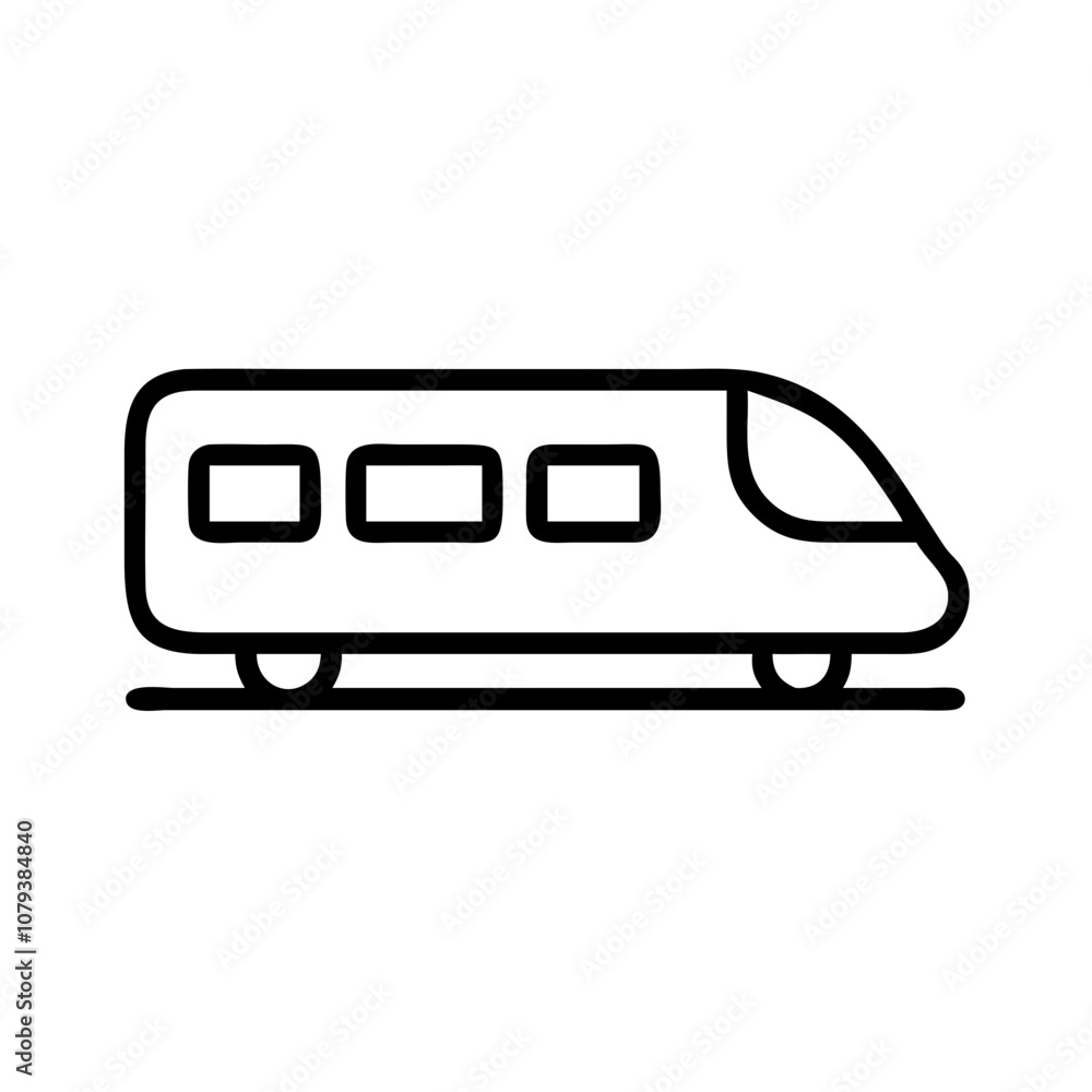 Poster a simple vector icon of a train on railway tracks representing modern transportation in urban enviro