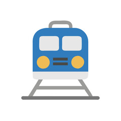 Fototapeta premium A simple vector icon of a blue train with distinct circular lights, designed to symbolize public transportation on tracks, suitable for various graphic applications and user interfaces