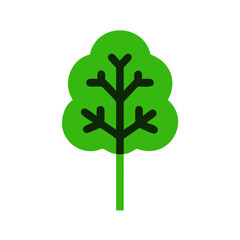 A vibrant green vector icon of a tree with simple branches, perfect for representing nature, gardening, or environmental themes in digital projects