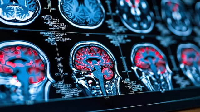A collection of brain scans displays various cross-sections highlighting neural activity and anatomical features, useful for diagnostic purposes in healthcare