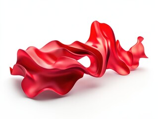 Fototapeta premium Wavy red ribbon isolated on white background.