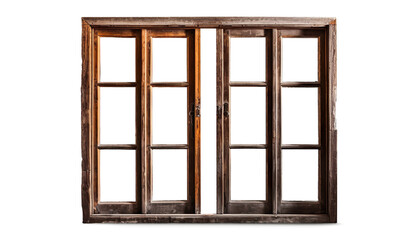 old wooden windows on a transparent background
