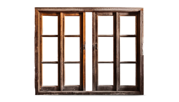 old wooden windows on a transparent background - Powered by Adobe