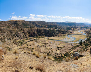 Panoramic view of the rivers and Andes of Pampachiri in Andahuaylas. Peru