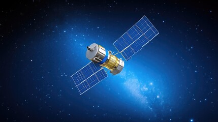 Solar Panels Expanding on Satellite in Space