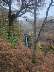 Aira Force waterfalls in the Lake District National Park, England in Autumn