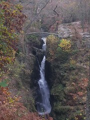 Aira Force waterfalls in the Lake District National Park, England in Autumn