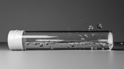 A glass tube with water and air bubbles.